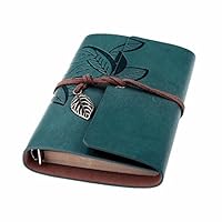 Beyong Travel Journal Notebook, Refillable Leather Journal Diary for Men Women, Vintage Planner with Blank Unlined Paper (Dark Blue)
