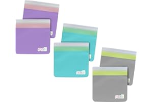 melii Reusable Sandwich & Snack Bags for Kids & Adults, 6 Pack, Food Storage, Organization & Meal Prep Containers, Leakproof, BPA free