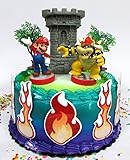 Super Mario Brothers Mario Versus Bowser Castle Themed Birthday Cake Topper Set