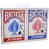 Bicycle Jumbo Index Rider Back Playing Cards, Red and Blue, 2 Count