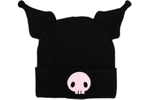 Bioworld Kuromi Cuff Beanie with 3D Plush Horns Black