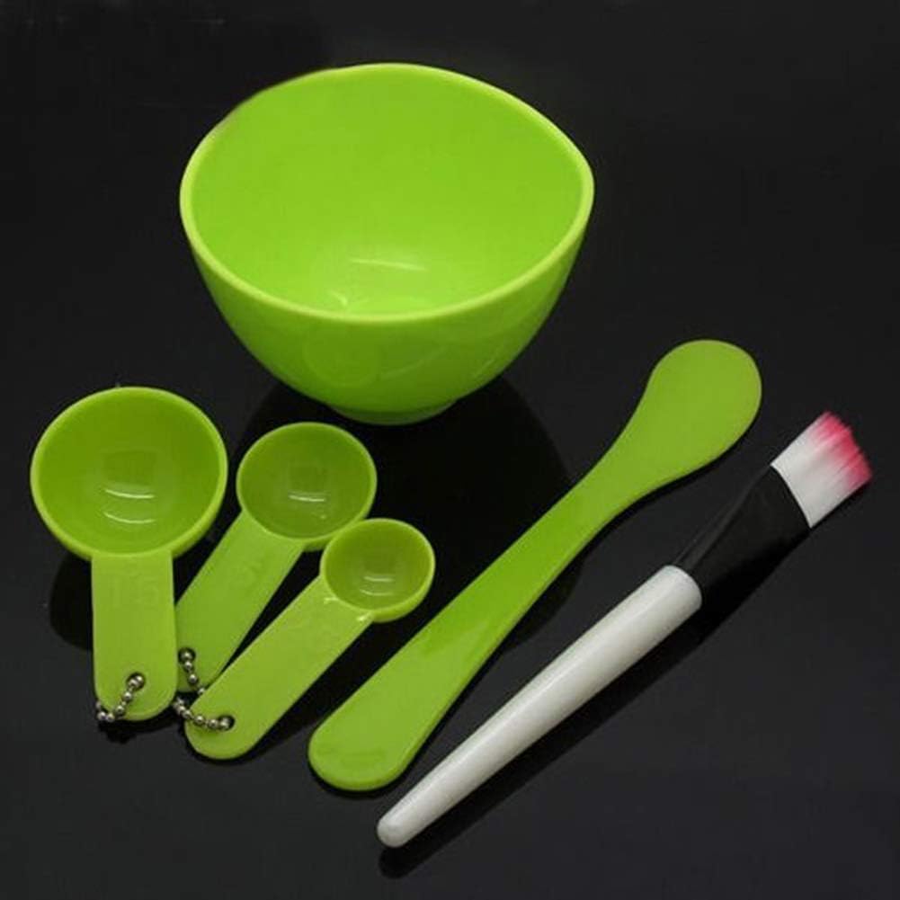 hwangli DIY Facial Mask Bowl Brush Spoon Face Care Women Makeup Beauty Tools Set Green
