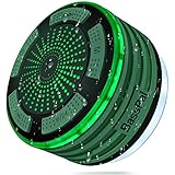 BassPal Portable Wireless Outdoor Bluetooth Speaker IPX7 Waterproof Shower FM Radio, HD Audio and Enhanced Bass, Mood LED lights, Built-in Mic for Home, Party, Pool &amp; Beach, Good Gift (Army Green)