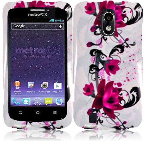 ZTE Force N9100 ( Sprint / Boost Mobile ) Pink Flowers Hard Snap On Case Cover Faceplate Protector with Free Gift Reliable Accessory Pen
