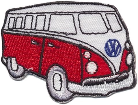 VW Bus Auto cars Volkswagen red iron sew on cotton patches Logo Vest Jacket Hat Hoodie Backpack Iron On patches