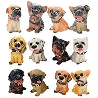 HanYoer 12 pcs Lovely Dogs Animal Characters Toys Figurines Playset, Garden Cake Decoration, Cake Topper