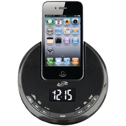 iLive iCP101B 30-Pin iPod/iPhone Alarm Clock Speaker Dock - Not compatable with iPhone 5 or iPhone 6 (Discontinued by Manufacturer)