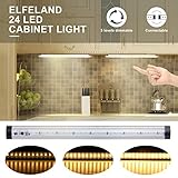 Under Cabinet Light, Elfeland 24 LED Touch Tap Closet Lights 3 Levels Dimmable Touch Sensor Connectable Under Cabinet Lighting LED Push Light for Wardrobe Cupboard Desk Lamp Kitchen Study Dormitory
