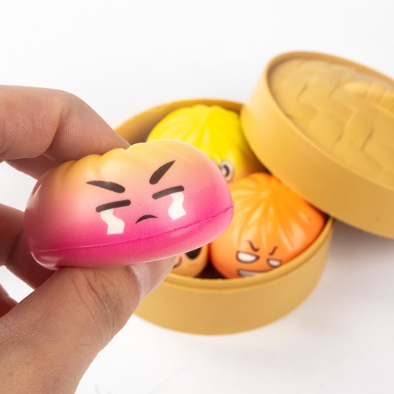 ORCHID M® 3 Pcs Sugar Glitter Dumpling Squishy,Bao Bun Squishy Dumling Mystery Box,Stress Relief Fidget Squeeze Toys for Boys Girls,Party Favors,Goodie Bags Fillers,Birthday Day Gifts（5*4）