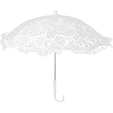 Msiud Bridal Lace Umbrella, 16.5 x 19.3 in Vintage Lace Parasol Umbrella for Wedding Photography, Flowers Embroidery Parasol, for Stage Performance Party Photo Prop Lady Costume