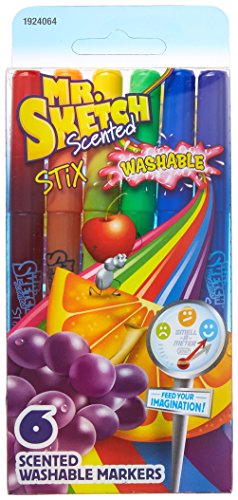 Mr. Sketch 1924064 Stix Washable Scented Markers, Fine-Tip, 6-Count