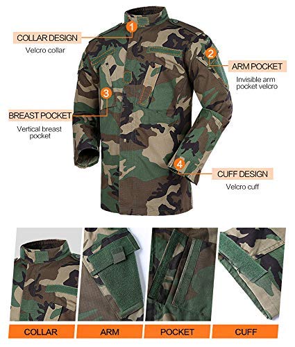 Mens Tactical Jackets and Pants Set Military Uniform Combat Camouflage Suit for Paintball Hunting