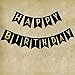 Black Happy Birthday Decorations Bunting Banner with Shimmering Gold Letters - 21st - 30th - 40th - 50th Birthday Party Supplies