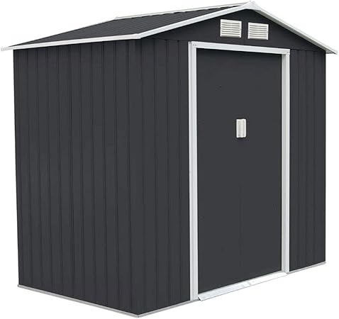 Svita S100 Xl Metall Geratehaus Verschiedene Grossen Gerateschuppen Garten Schuppen Gartenhaus Farbwahl Grau Amazon De Garten