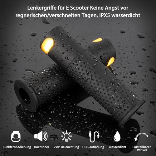 E-Scooter Turn Signal Light Handle with Indicator Light for Scooter with Rechargeable Remote Control with Xiaomi M365/Pro/Pro2/1S Ninebot Max G30/G30D Scooter Handlebar Grip