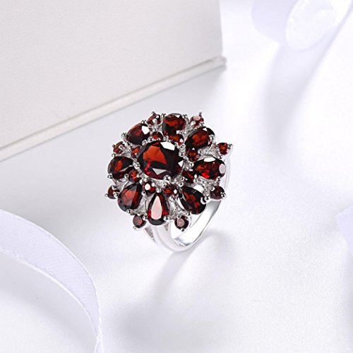 Inlaid Pomegranate Ruby Ring,Fimkaul Fashion Full Diamond Cluster Engagement Promise Ring Mother Day Gift (7, Multicolor)