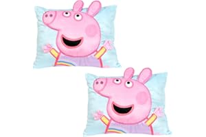 Peppa Pig Set of 2 3-Dimenensional Cushions for Toddlers Kids, Plush Soft Pillows for Living Room Bedroom Playroom Bed Couch,