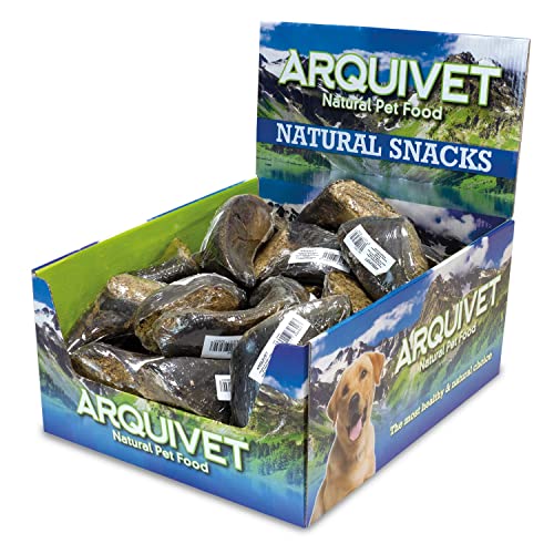 Pezuña de búfalo rellena de Hígado de Búfalo - Caja expositora de 20 Unidades - 1.500 g - Snack Natural para Perros