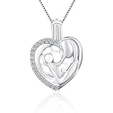 LGSY 925 Sterling Silver Mother Heart Cage Pendants Crafting Charm for DIY Necklace Bracelet Jewelry Making