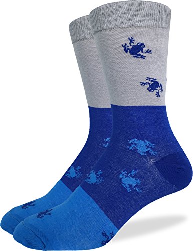 Good Luck Sock Men's Frog Crew Socks,Large (Shoe size 7-12),Blue