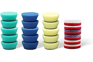 SPTA Mini Polishing Pads Set, 21 Pcs 2 inch/50mm Sponge Polishing Pads and Wool Buffing Pads, Car Foam Detail Polishing Pad Kit Mix Color for Car Detail Polishing and Waxing, Small Area Polishing