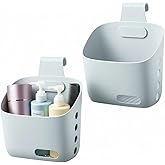 LeleCAT Plastic Hanging Basket Kitchen Storage organizer, Basket with Detachable hook, Hang it behind a door or on a railing, Over the Cabinet Door (Grey, Large-2 Pack)