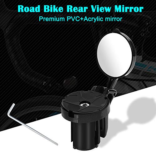 WESTGIRL Bicycle Drop Bar Mirror, 360°Rotatable and Adjustable Convex Rear View Safe Mirror for End Handlebar, Lightweight and Portable Road Cycling Mirror Glasses, 1 PCS - Thumbnail 5