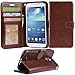 Galaxy S4 Case, Arae Samsung Galaxy S4 Wallet case, [Wrist Strap] Flip Folio [Kickstand Feature] PU Leather Wallet case with ID&Credit Card Pockets for Samsung Galaxy S4 I9500 (Brown)
