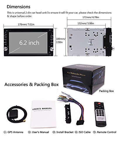 Double Din Car Stereo GPS Navigation System DVD Player Bluetooth 2 Din Car Radio Capacitive Touch Screen + Free Backup Camera Support SWC USB SD 1080P Wireless Remote Control Car Logo Multi Language