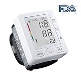 Fam-health Portable Wrist Blood Pressure Monitor FDA Approved with Large Display, Two User Modes, Adjustable Wrist Cuff,IHB Indicator and 90 Memory Recall White