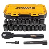 DEWALT Impact Socket Set, 23-Piece, 1/2" Drive Metric/SAE (DWMT74739)