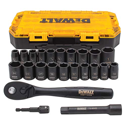 DEWALT Impact Socket Set, 23-Piece, 1/2" Drive Metric/SAE (DWMT74739)