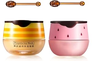 KRAJIYYA 2PCS Bee Balm Honey Pot,Propolis Moisturizing Lip Mask,Hydrating & Prevention Dry and Cracked Lip Scrubs Exfoliator