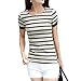 AsherFashion Women's Striped Short Sleeve Casual T-shirt Blouse 2 Colors