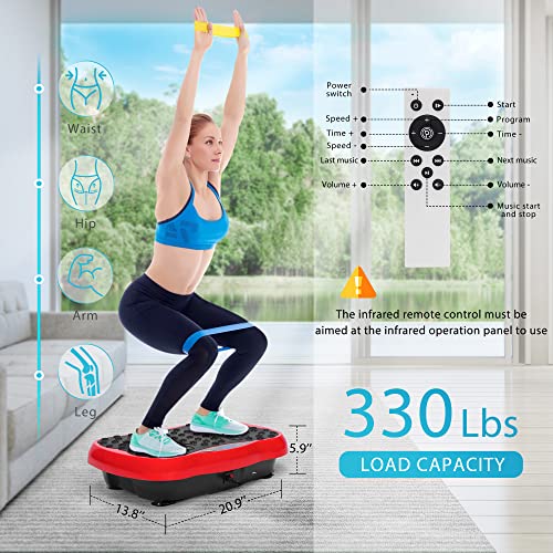 VIVOHOME 120 Levels Vibration Plate Exercise Machine, Remote Control, Resistance Bands Vibrating