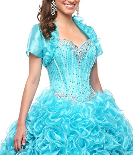 Yudear Women's Ball Gown Lace-up Court Train Quinceanera Dresses US 2 Blue