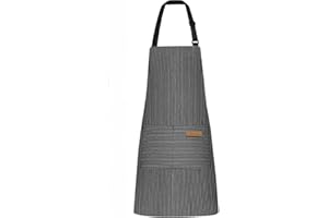 Kitchen Aprons with 2 Pockets, Adjustable Unisex Bib Apron for Cooking, Chef, Baking, Grilling - for Men & Women
