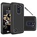 LG K8 Case [Not for LG K8 V LG K8V], LG Escape 3 Case, LG Phoenix 2 Case, OEAGO [Shockproof] Hybrid Dual Layer Defender Protective Case Cover - Black