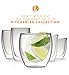 Kitchables Double Wall Glass Coffee Mugs Set of 4, 8oz - Insulated Clear Glass Coffee Mugs for Cappuccino, Latte, Tea, Espresso - Latte Cup - Tazas Para Cafe