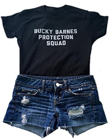 Women's T-Shirts Bucky Barnes Protection Squad Casual Short Sleeve Top Tees (XXX-Large, Black)