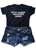 hiphop tees Bucky Barnes Protection Squad Casual Short Sleeve Women's T-Shirts, Black, Medium