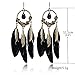 Carfeny Bohemian Black Feather Tassel Dangle Earrings Vintage Gold Plated Hallow Out Chandelier Drop Earrings for Women