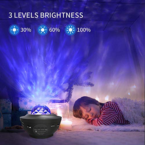LBell Night Light Projector, 2 in 1 Ocean Wave Projector Star Projector w/LED Nebula Cloud for Baby Kids Bedroom/Game Rooms/Home Theatre/Night Light Ambiance with Bluetooth Music Speaker