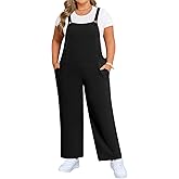 Findsweet Womens Plus Size Jumpsuit for Women Overalls Summer Casual Adjustable Strap Rompers with Pockets
