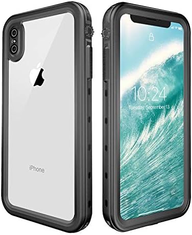 iPhone Xs Max Waterproof Case with Built-in Screen Protector IP68 Certified Full Sealed Underwater Cover Snowproof Shockproof Dustproof for Apple iPhone Xs Max 6.5 inch (2019 Black/Clear)
