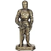 CHICBI Retro Stand Knight with Sword,Medieval Knight Statue,Noble Medieval Knight in Full Armor,Historical Figures Gifts,Home Shelf Gaming Room Decor