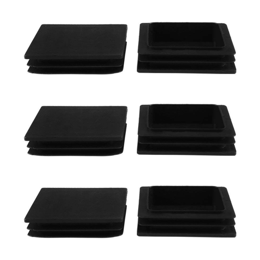 sourcingmap 6pcs 100 x 100mm Plastic Square Ribbed Tube Inserts Pipe Tubing End Cover Cap, Furniture Glide Chair Desk Sofa Couch Feet Floor Protector