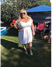 XAKALAKA vestido de cóctel para mujer, con hombros descubiertos, plisado, alto, bajo