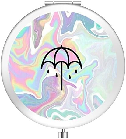 Vanity Mirror, Round Foldable Double Side Makeup Mirror, Mini Metal Cosmetic Mirror for Purse Pocket and Travel - Bring Me The Horizon