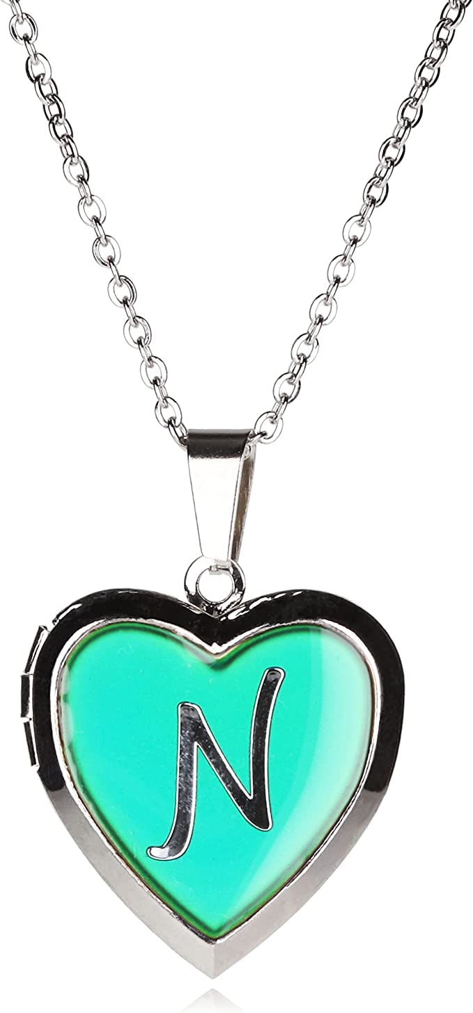 N PERSONALISED HEART SHAPED NAMED MOOD LOCKET FUN GIFT PRESENT